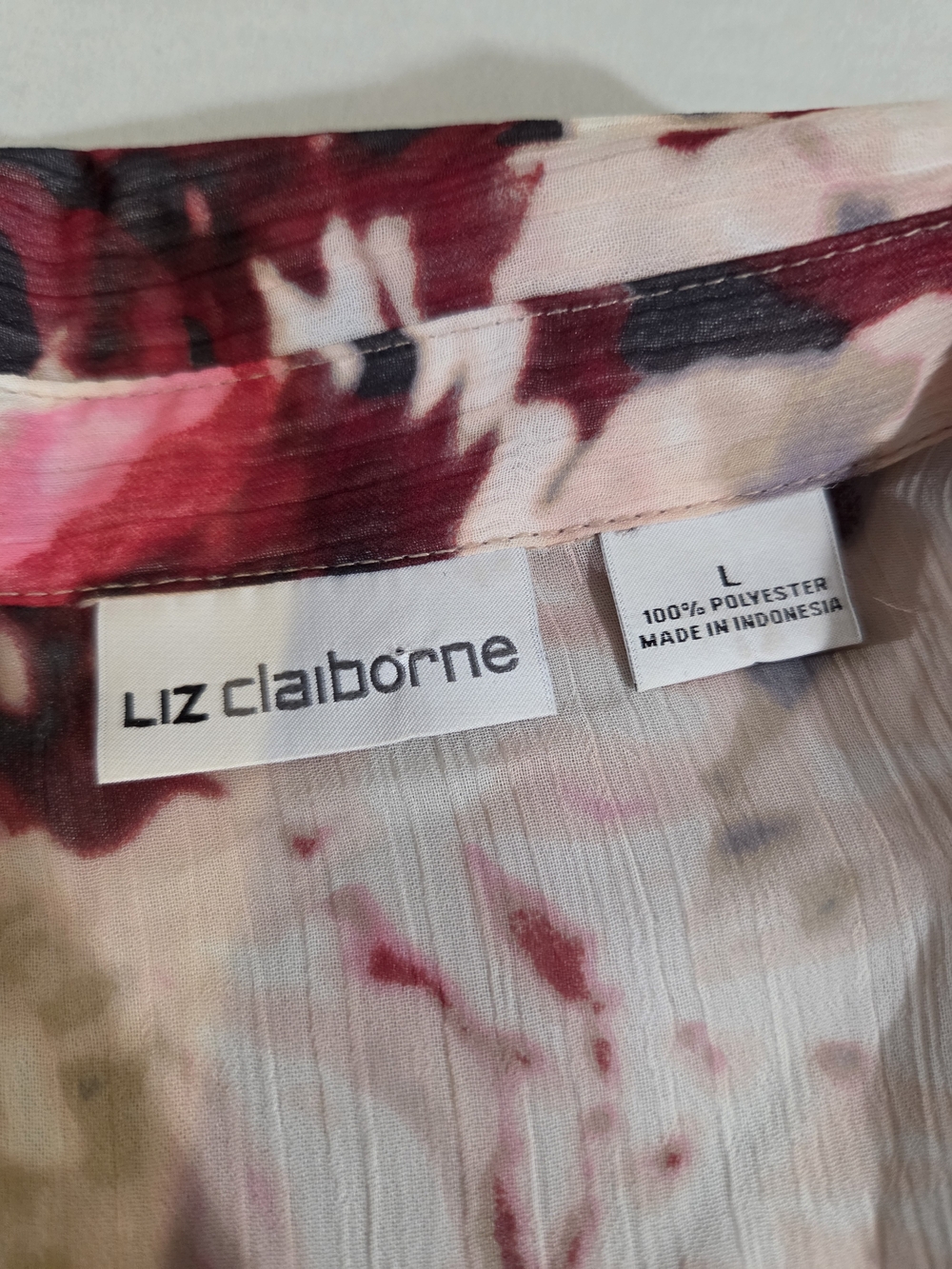 Liz Claiborne Floral Button-Front Blouse - Red, Pink, Black - Picture 2 of 6